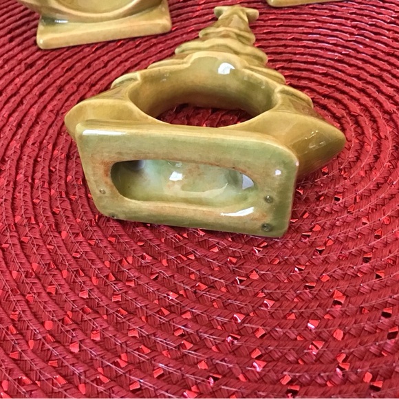 Vintage set of glazed ceramic tree napkin holders - Picture 2 of 4